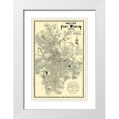 Fort Worth Texas - Rogers 1920 White Modern Wood Framed Art Print with Double Matting by Rogers