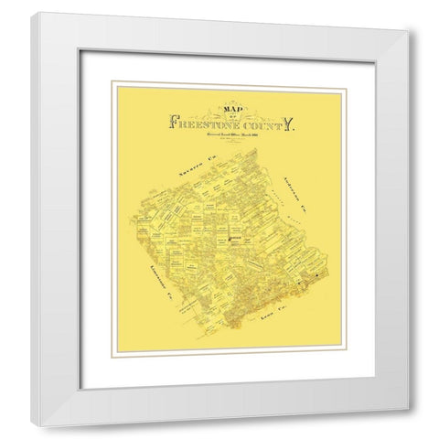 Freestone County Texas - Blau 1888 White Modern Wood Framed Art Print with Double Matting by Blau