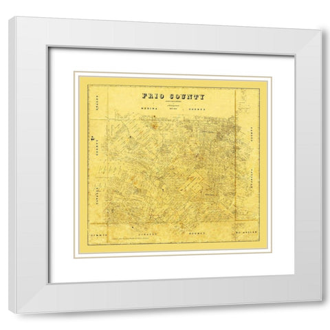 Frio County Texas - Langermann 1879 White Modern Wood Framed Art Print with Double Matting by Langermann