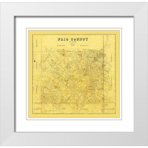 Frio County Texas - Langermann 1879 White Modern Wood Framed Art Print with Double Matting by Langermann