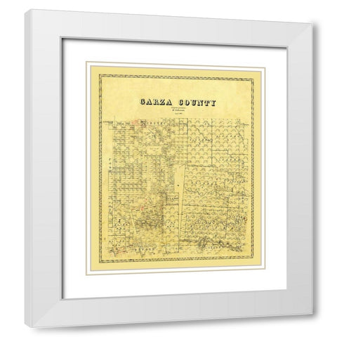 Garza County Texas - Stakemann 1879 White Modern Wood Framed Art Print with Double Matting by Stakemann