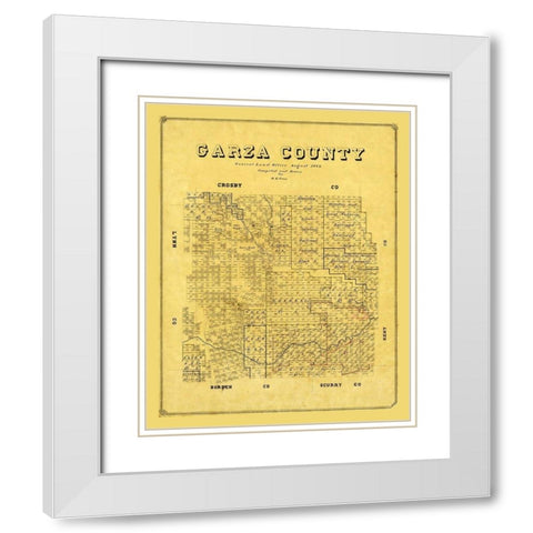 Garza County Texas - Groos 1889 White Modern Wood Framed Art Print with Double Matting by Groos
