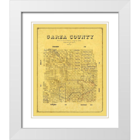 Garza County Texas - Groos 1889 White Modern Wood Framed Art Print with Double Matting by Groos