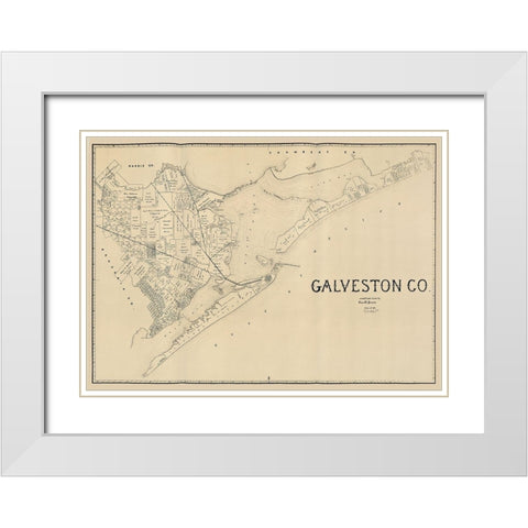 Galveston County Texas - Pressler 1891  White Modern Wood Framed Art Print with Double Matting by Pressler