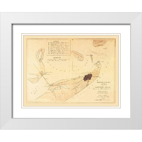Galveston Fortifications Texas - Long 1862  White Modern Wood Framed Art Print with Double Matting by Long