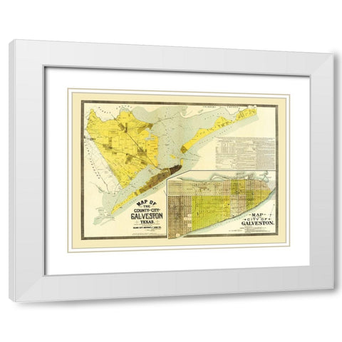 Galveston Texas -1891 White Modern Wood Framed Art Print with Double Matting by Unknown