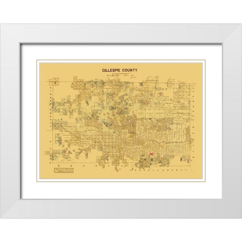 Gillespie County Texas -1873 White Modern Wood Framed Art Print with Double Matting by Unknown