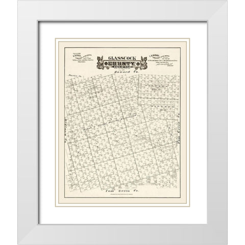 Glasscock County Texas - Hall 1889 White Modern Wood Framed Art Print with Double Matting by Hall