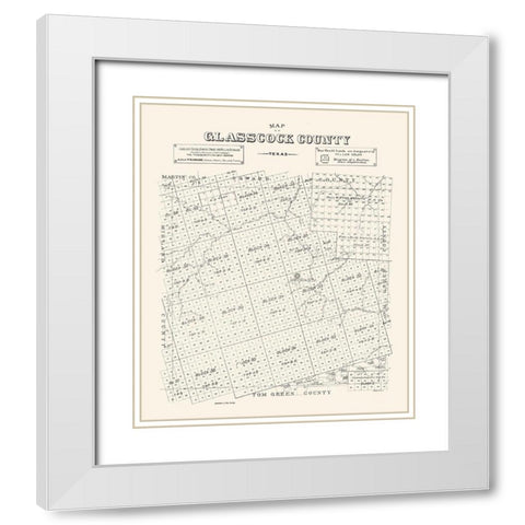 Glasscock County Texas - 1890 White Modern Wood Framed Art Print with Double Matting by Unknown
