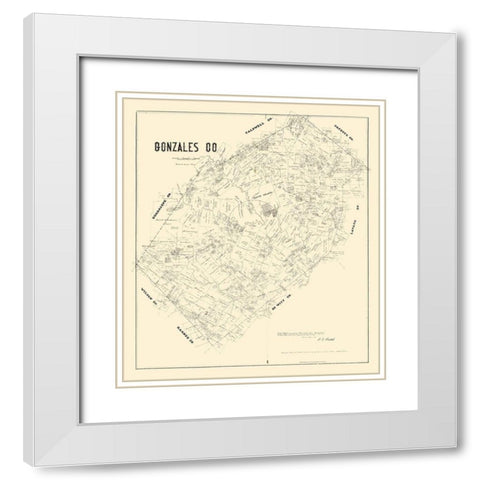 Gonzales County Texas - Walsh 1880 White Modern Wood Framed Art Print with Double Matting by Walsh