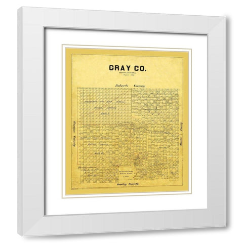 Gray County Texas - 1889 White Modern Wood Framed Art Print with Double Matting by Unknown