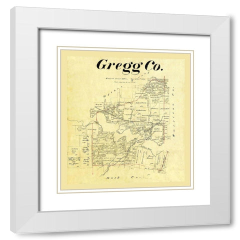 Gregg County Texas - Cousins 1874 White Modern Wood Framed Art Print with Double Matting by Cousins