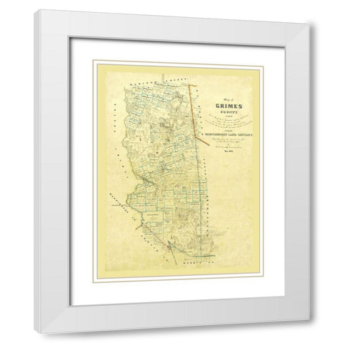 Grimes County Texas - 1858 White Modern Wood Framed Art Print with Double Matting by Unknown