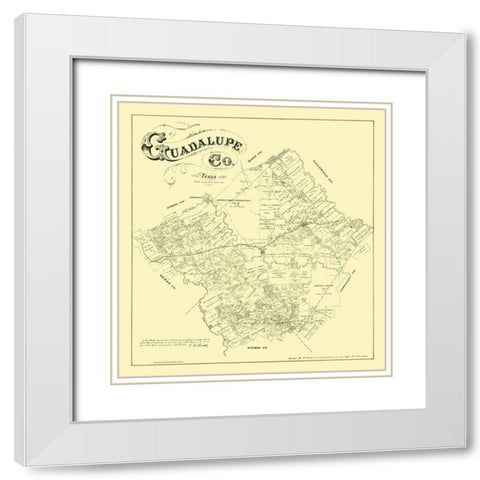 Guadalupe County Texas - Walsh 1880 White Modern Wood Framed Art Print with Double Matting by Walsh