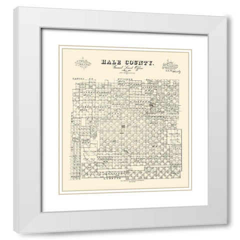 Hale County Texas - McGaughey 1892 White Modern Wood Framed Art Print with Double Matting by McGaughey