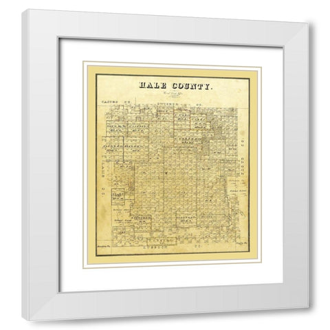 Hale County Texas - 1895 White Modern Wood Framed Art Print with Double Matting by Unknown