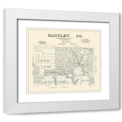 Hartley County Texas - McGaughey 1882 White Modern Wood Framed Art Print with Double Matting by McGaughey