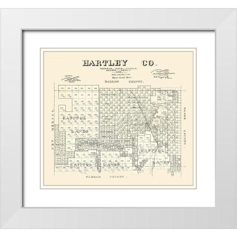 Hartley County Texas - McGaughey 1882 White Modern Wood Framed Art Print with Double Matting by McGaughey
