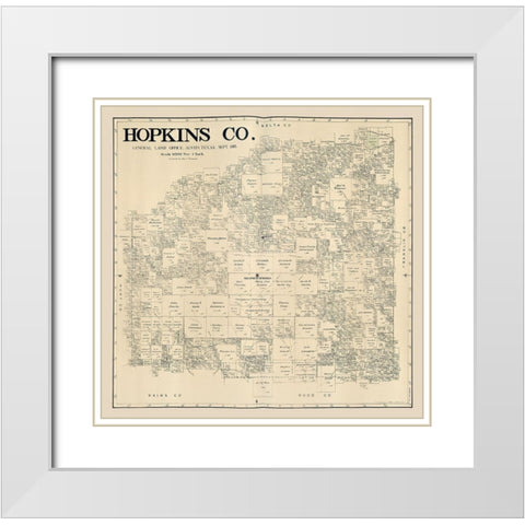 Hopkins County Texas - Thielepape 1885  White Modern Wood Framed Art Print with Double Matting by Thielepape