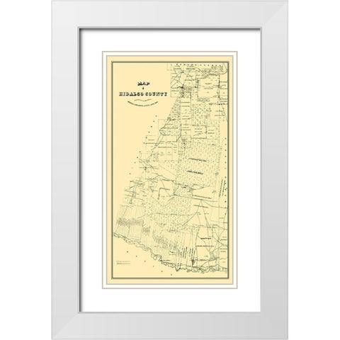 Hidalgo Texas - Land Office 1880 White Modern Wood Framed Art Print with Double Matting by Land Office