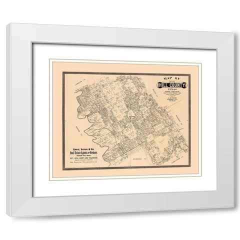 Hill County Texas - Craig 1886  White Modern Wood Framed Art Print with Double Matting by Craig