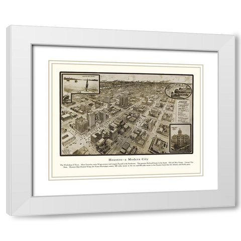 Houston Texas - Hopkins 1912 White Modern Wood Framed Art Print with Double Matting by Hopkins