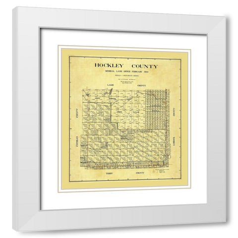 Hockley County Texas - Pritchett 1914 White Modern Wood Framed Art Print with Double Matting by Pritchett