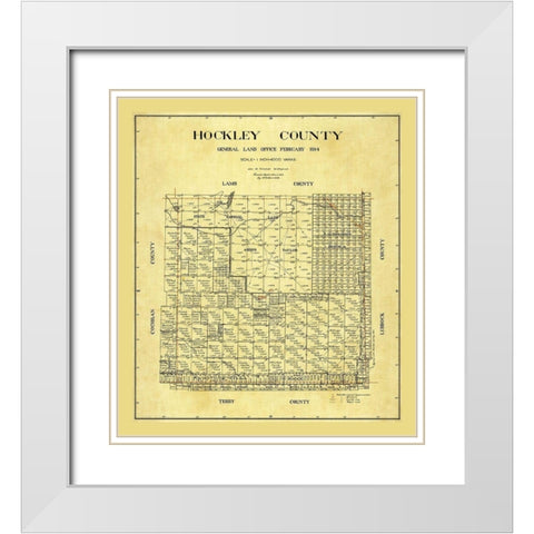 Hockley County Texas - Pritchett 1914 White Modern Wood Framed Art Print with Double Matting by Pritchett