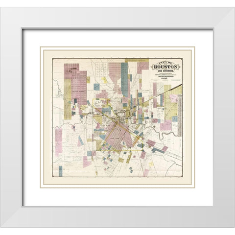 Houston Texas - Whitty 1895  White Modern Wood Framed Art Print with Double Matting by Whitty