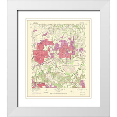 Hurst Texas Quad - USGS 1969 White Modern Wood Framed Art Print with Double Matting by USGS
