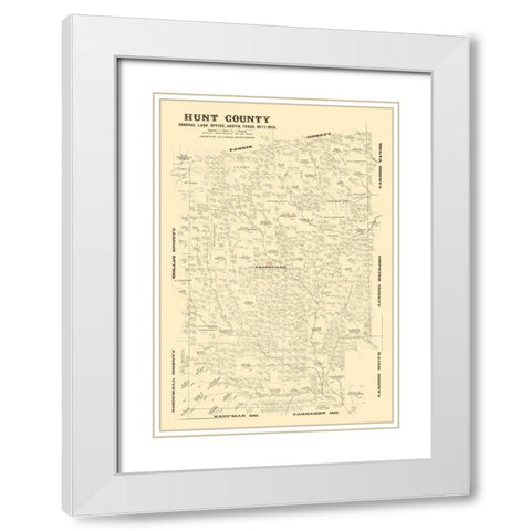 Hunt County Texas - Lucas 1873 White Modern Wood Framed Art Print with Double Matting by Lucas