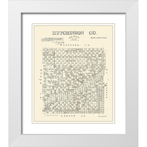 Hutchinson County Texas - McGaughey 1891 White Modern Wood Framed Art Print with Double Matting by McGaughey