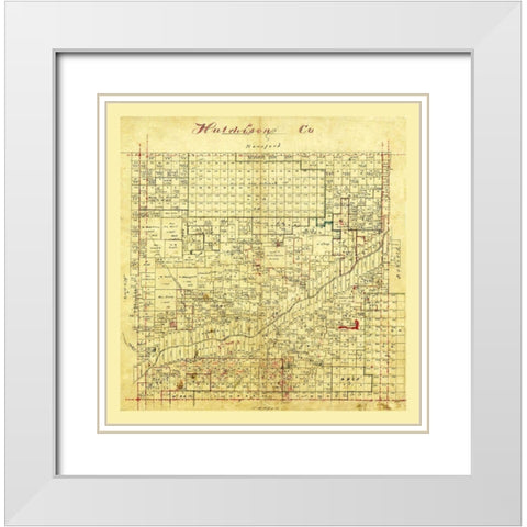 Hutchinson County Texas White Modern Wood Framed Art Print with Double Matting by Unknown