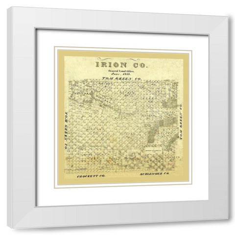 Irion County Texas - 1889 White Modern Wood Framed Art Print with Double Matting by Unknown