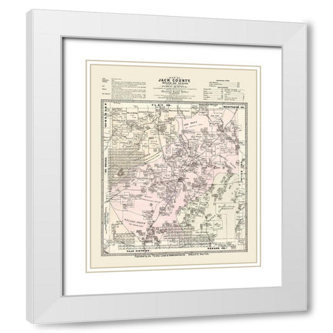 Jack County Texas - Roessler 1876 White Modern Wood Framed Art Print with Double Matting by Roessler