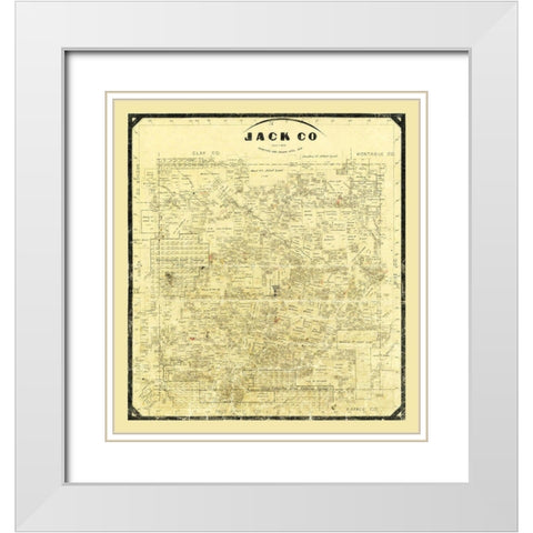 Jack County Texas - Wise 1878 White Modern Wood Framed Art Print with Double Matting by Wise