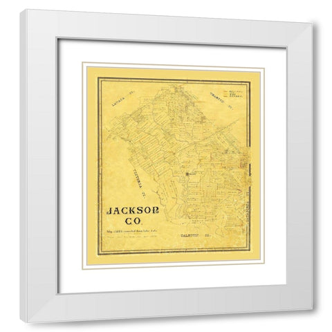 Jackson County Texas - 1867 White Modern Wood Framed Art Print with Double Matting by Unknown
