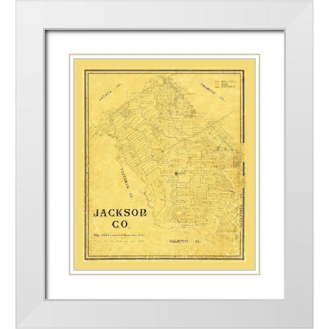 Jackson County Texas - 1867 White Modern Wood Framed Art Print with Double Matting by Unknown