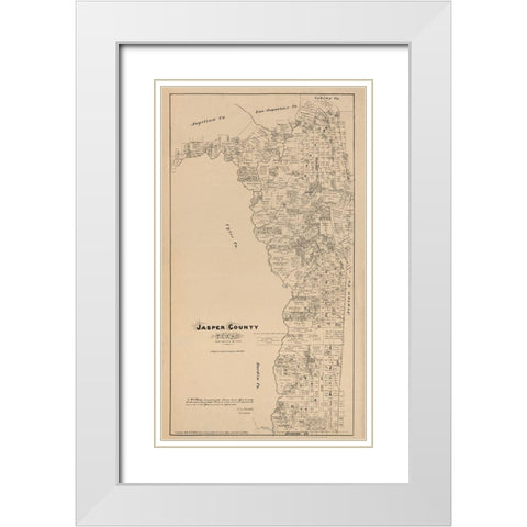 Jasper County Texas - Walsh 1879 White Modern Wood Framed Art Print with Double Matting by Walsh
