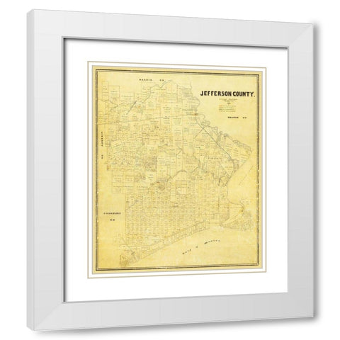 Jefferson Texas Landowner - Land Office 1882 White Modern Wood Framed Art Print with Double Matting by Land Office