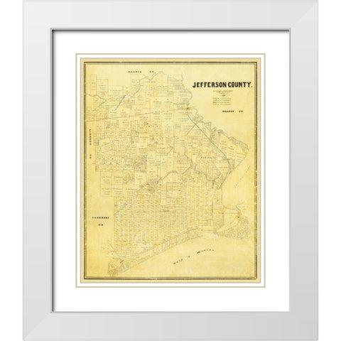 Jefferson Texas Landowner - Land Office 1882 White Modern Wood Framed Art Print with Double Matting by Land Office