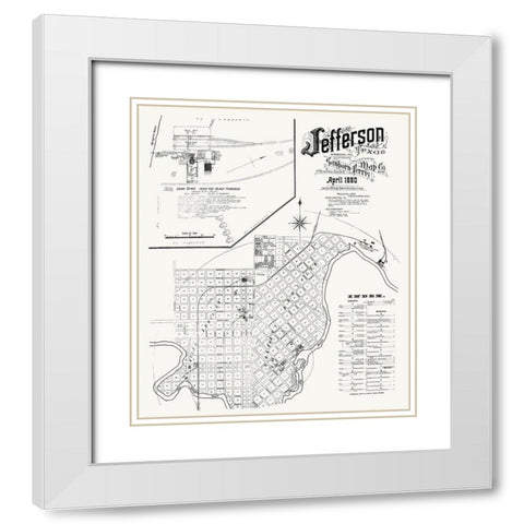 Jefferson Texas - Sanborn 1890 White Modern Wood Framed Art Print with Double Matting by Sanborn
