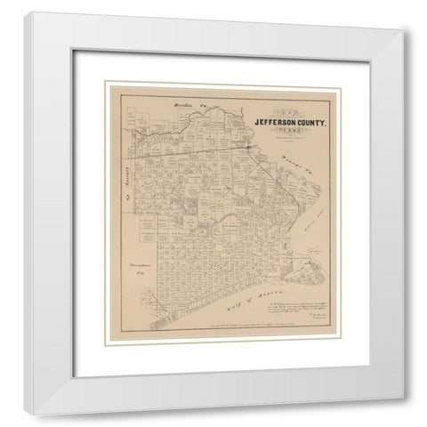 Jefferson County Texas - Walsh 1879 White Modern Wood Framed Art Print with Double Matting by Walsh