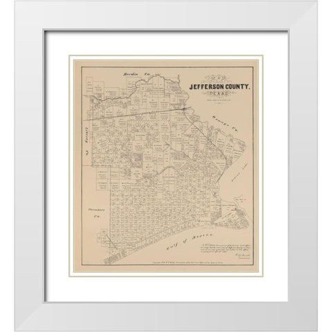 Jefferson County Texas - Walsh 1879 White Modern Wood Framed Art Print with Double Matting by Walsh