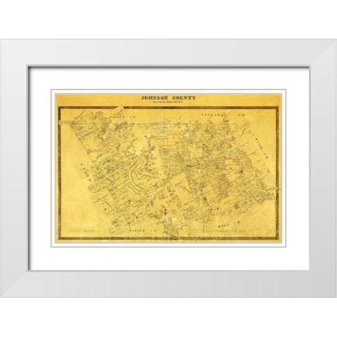 Johnson County Texas - Martin 1857  White Modern Wood Framed Art Print with Double Matting by Martin