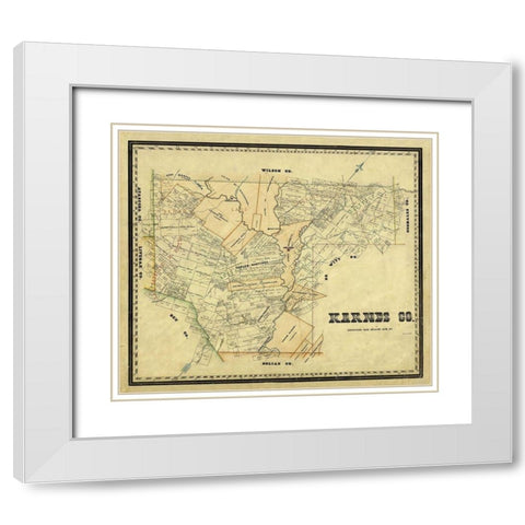 Karnes County Texas - Arlitt 1870  White Modern Wood Framed Art Print with Double Matting by Arlitt