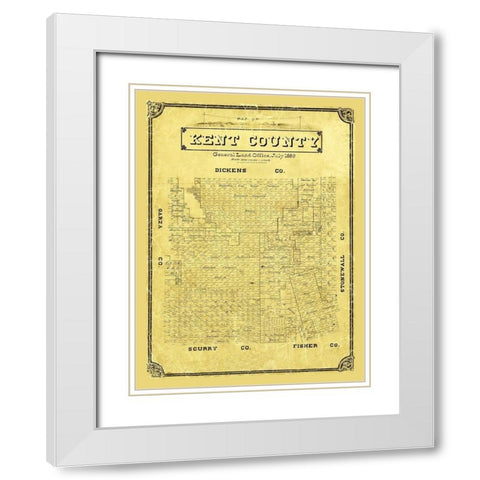 Kent County Texas - Porter 1889  White Modern Wood Framed Art Print with Double Matting by Porter