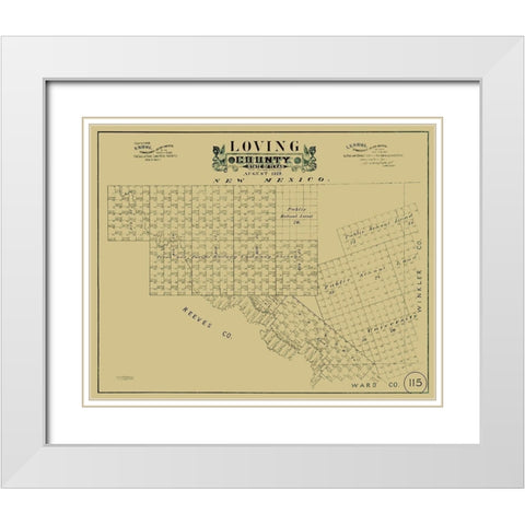 Loving County Texas - Hall 1889  White Modern Wood Framed Art Print with Double Matting by Hall