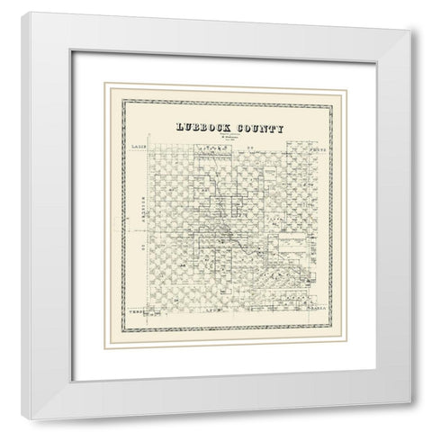 Lubbock County Texas - Stakemann 1879  White Modern Wood Framed Art Print with Double Matting by Stakemann