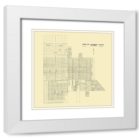 Lubbock Texas - Metcalfe 1920 White Modern Wood Framed Art Print with Double Matting by Metcalfe